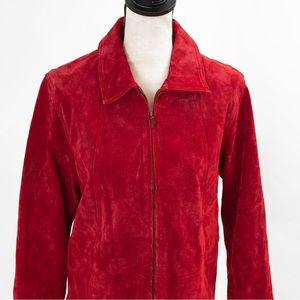 Genuine suede leather cherry red jacket Coldwater Creek M